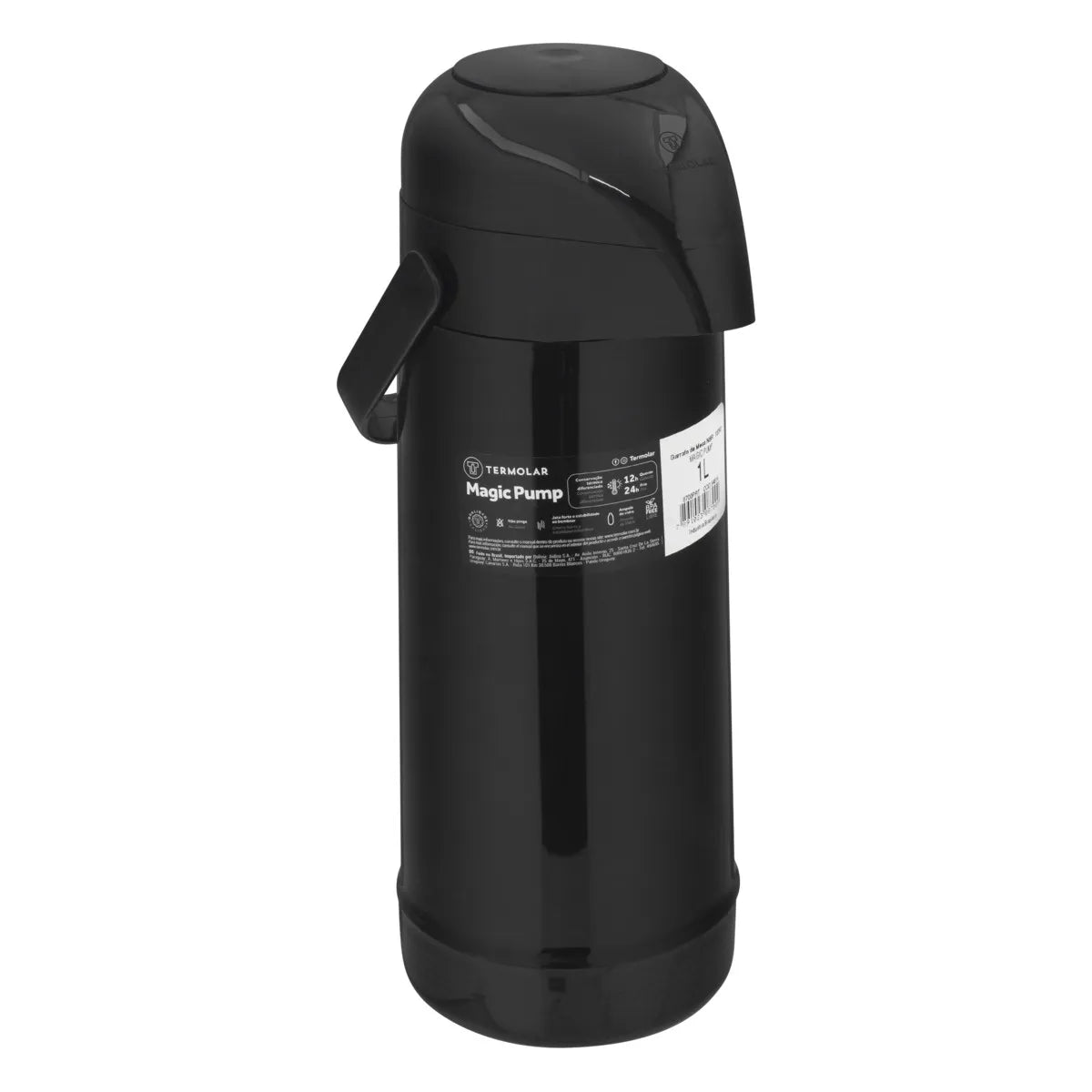 Garrafa Térmica Preta Magic Pump Termolar (1L)